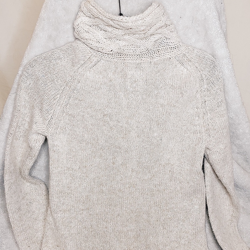 REI Cable Knit Zip Up Cream Sweater - Picture 3 of 5